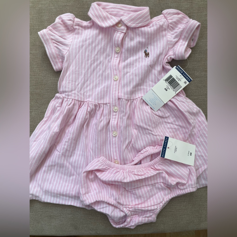 Polo Ralph Lauren Striped Knit Oxford Shirtdress & Bloomer